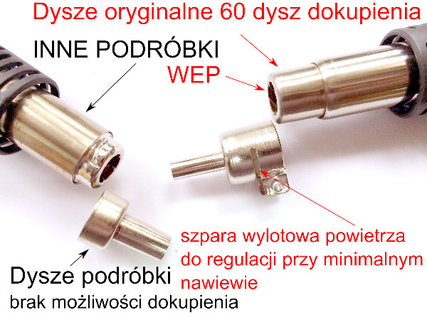 Porównanie dysz WEP 858D z podróbkami