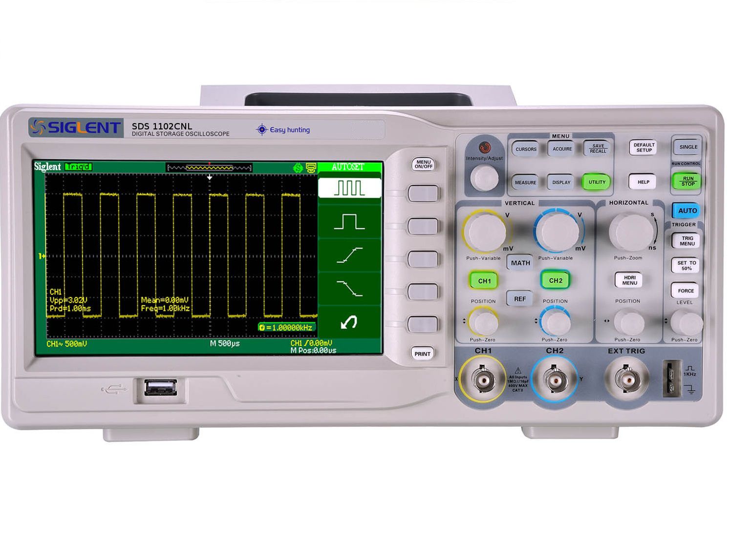 Oscyloskop cyfrowy Siglent SDS1102CNL 1Gs 100MHz ekran 7"