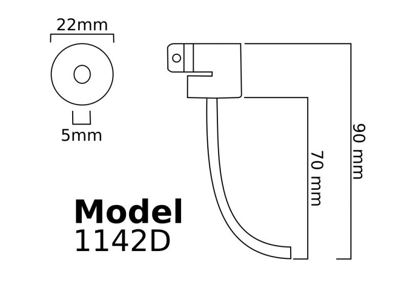 Dysza długa wygięta dł 90 mm śr 5 mm 1142d