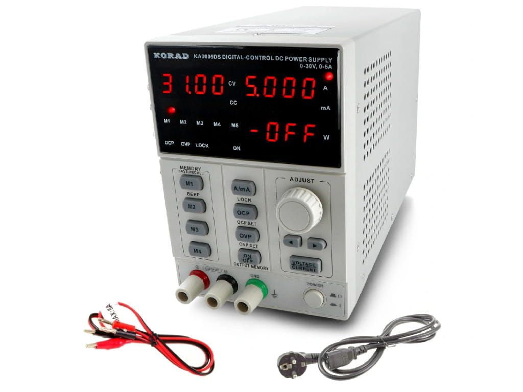 Zasilacz laboratoryjny KORAD KA3005DS 30V 5A + Przewody 7 końcówek
