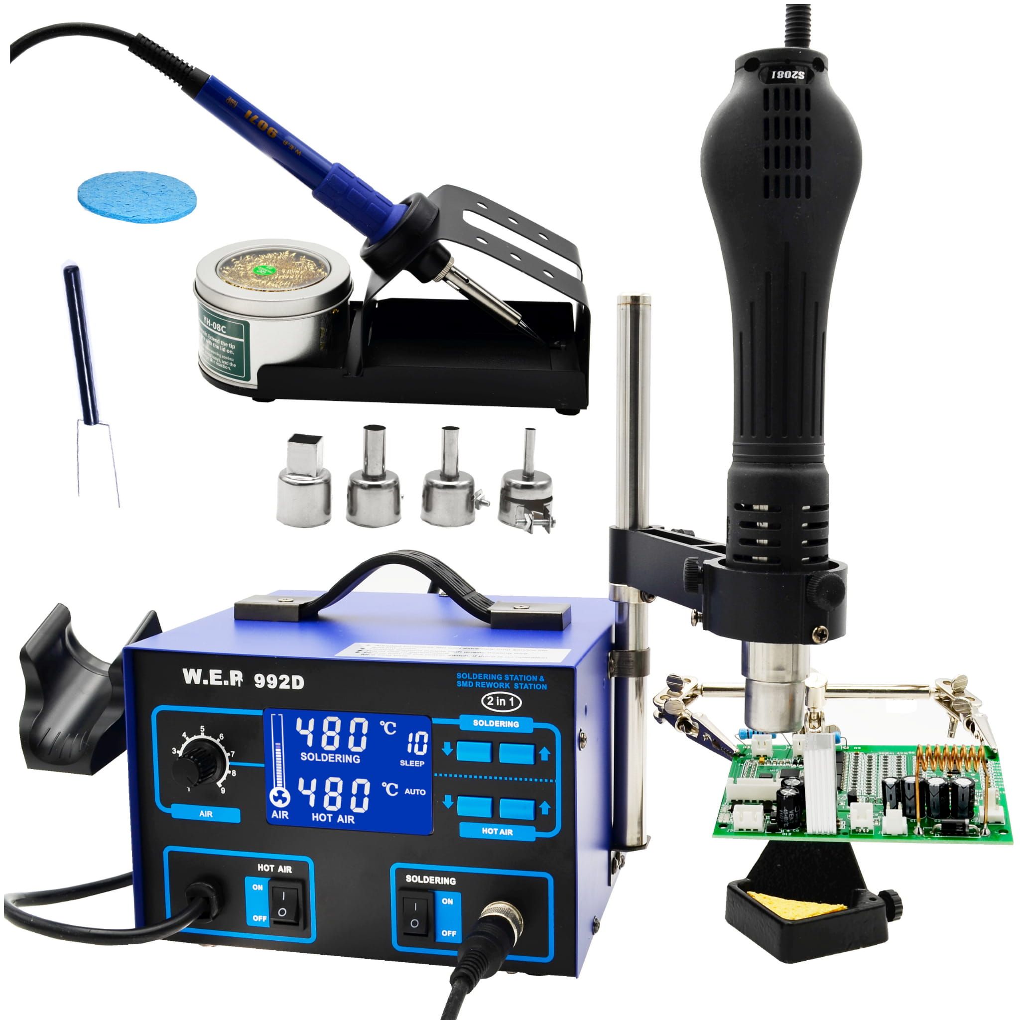 Stacja lutownicza 3w1 WEP 992D Hotair LCD + Statyw | ESD Safe
