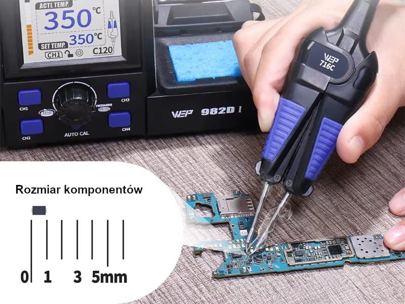 Termopęseta lutownicza precyzyjna HOTAIR WEP 982D-I groty C120