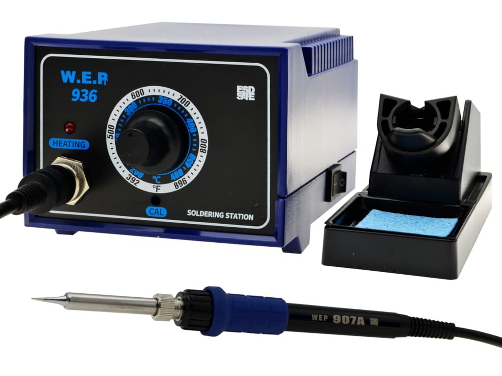 Stacja lutownicza grotowa WEP 936 60W ESD Safe + Mata silikonowa organizer do serwisu
