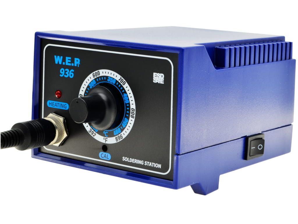 Stacja lutownicza grotowa WEP 936 60W ESD Safe + Mata silikonowa organizer do serwisu