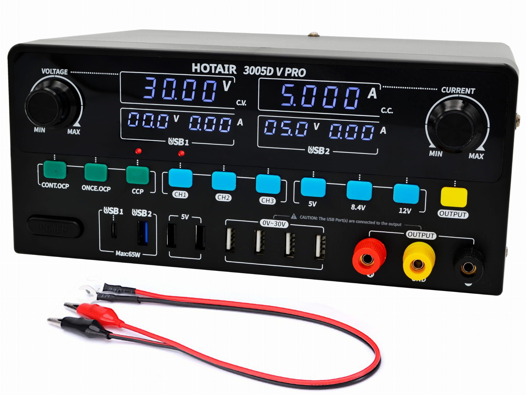 Zasilacz Laboratoryjny HOTAIR 3005D-V PRO 30V 5A 8xUSB 3xPamięć