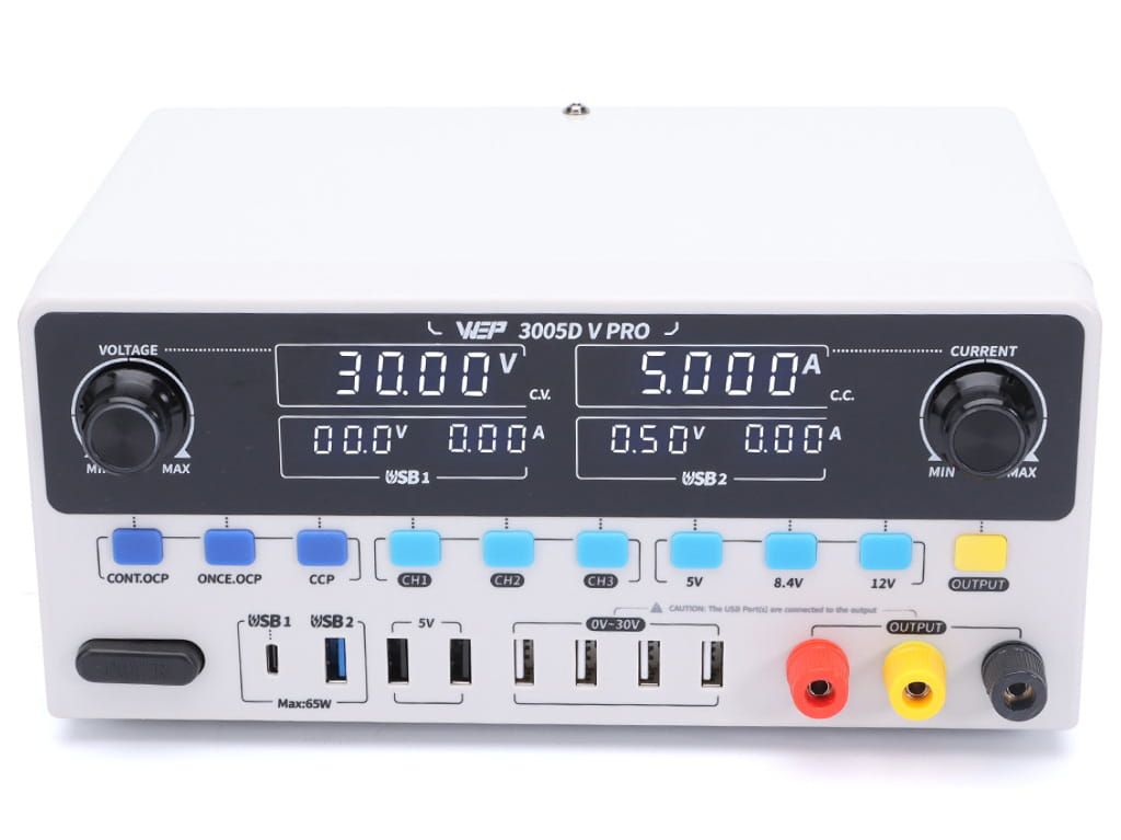 Zasilacz Laboratoryjny WEP 3005D-V PRO 30V 5A 8xUSB 3xPamięć
