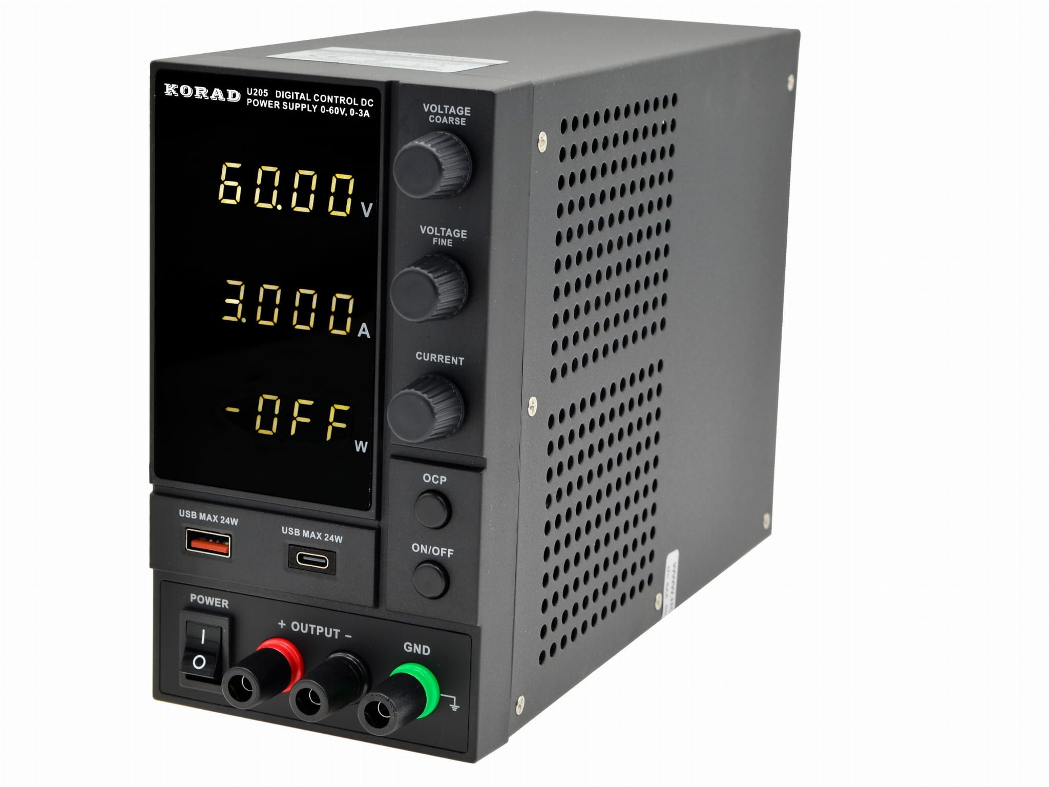 Zasilacz laboratoryjny KORAD U205 60V 3A USB 24W typ A typ C pomiar mocy