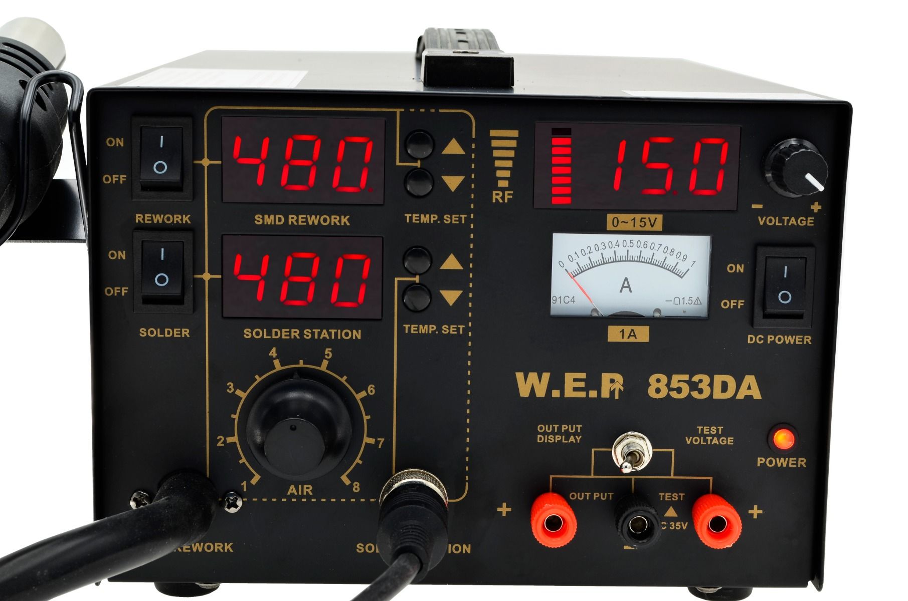 Stacja lutownicza WEP 853DA zasilacz 15V/1A +Platforma PCB statyw