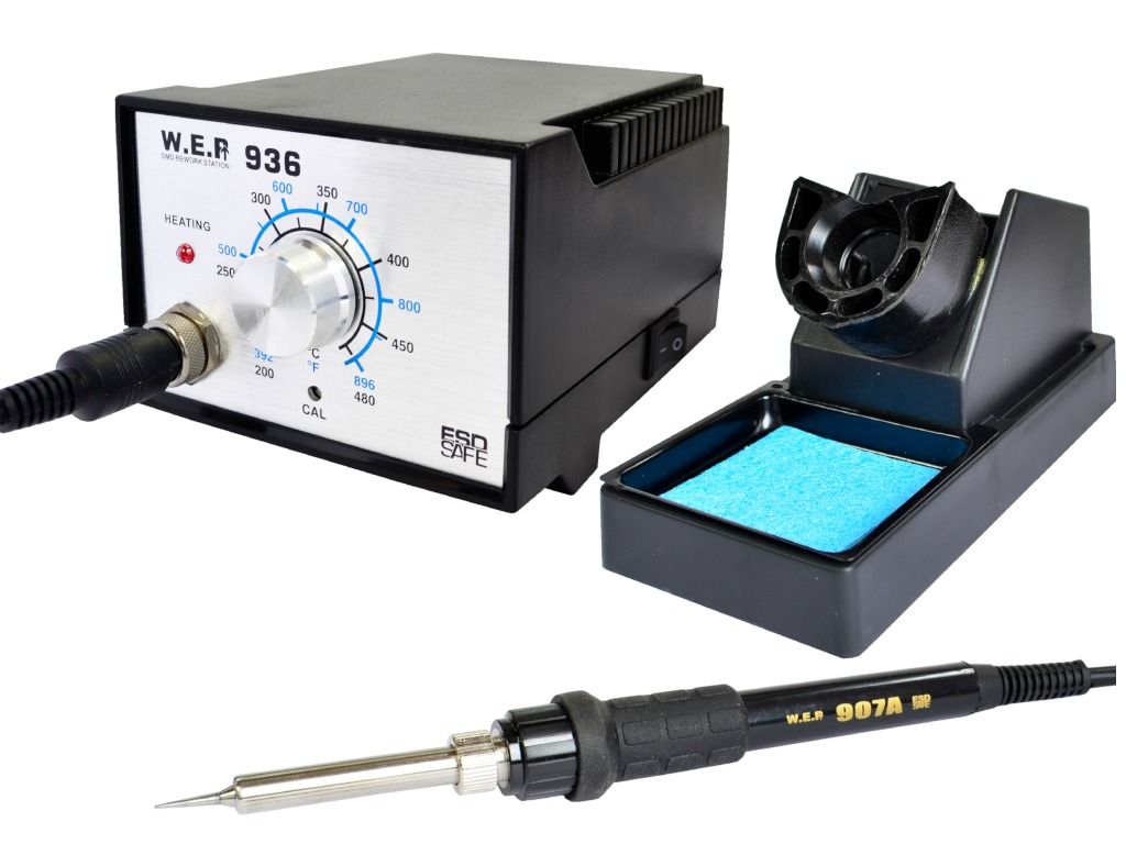 Stacja lutownicza WEP 936 60W ESD Safe + Zestaw (Odsysacz elektryczny, Groty, Kalafonia, Pasta)