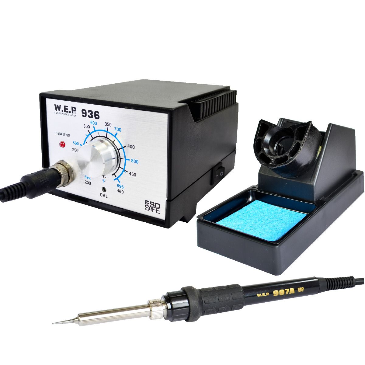 Stacja lutownicza WEP 936 60W Transformatorowa ESD Safe - Zestaw z 10 Wymiennymi Grotami 900M Silver