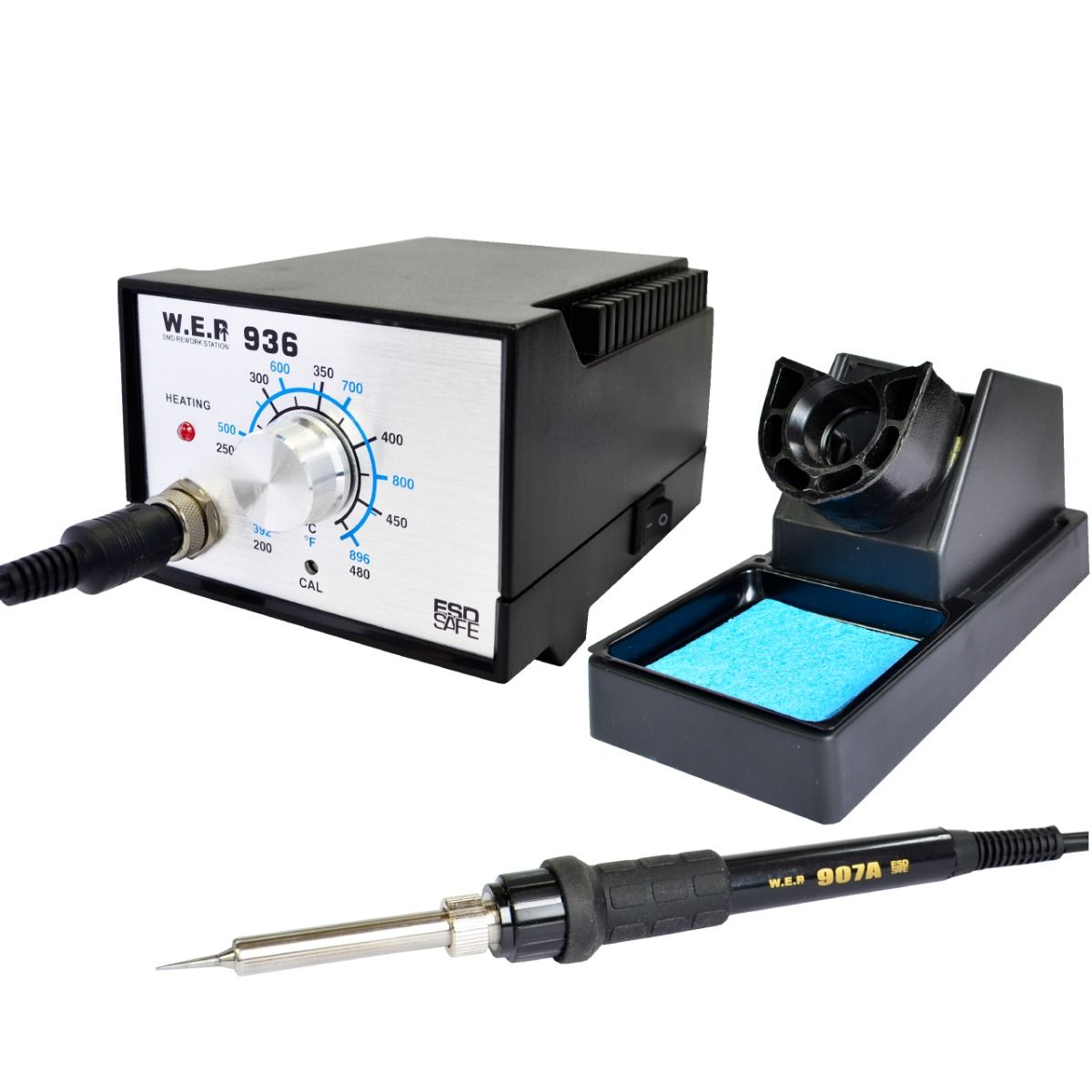 Stacja lutownicza WEP 936 60W ESD Safe + Zestaw Serwisowy (Mata ESD, Odsysacz, Cyna, Groty 900M)