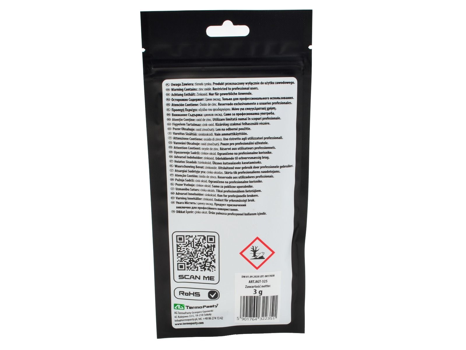 Pasta Termoprzewodząca Carbon 3g 15,2 W/mK chłodzenie CPU/GPU 