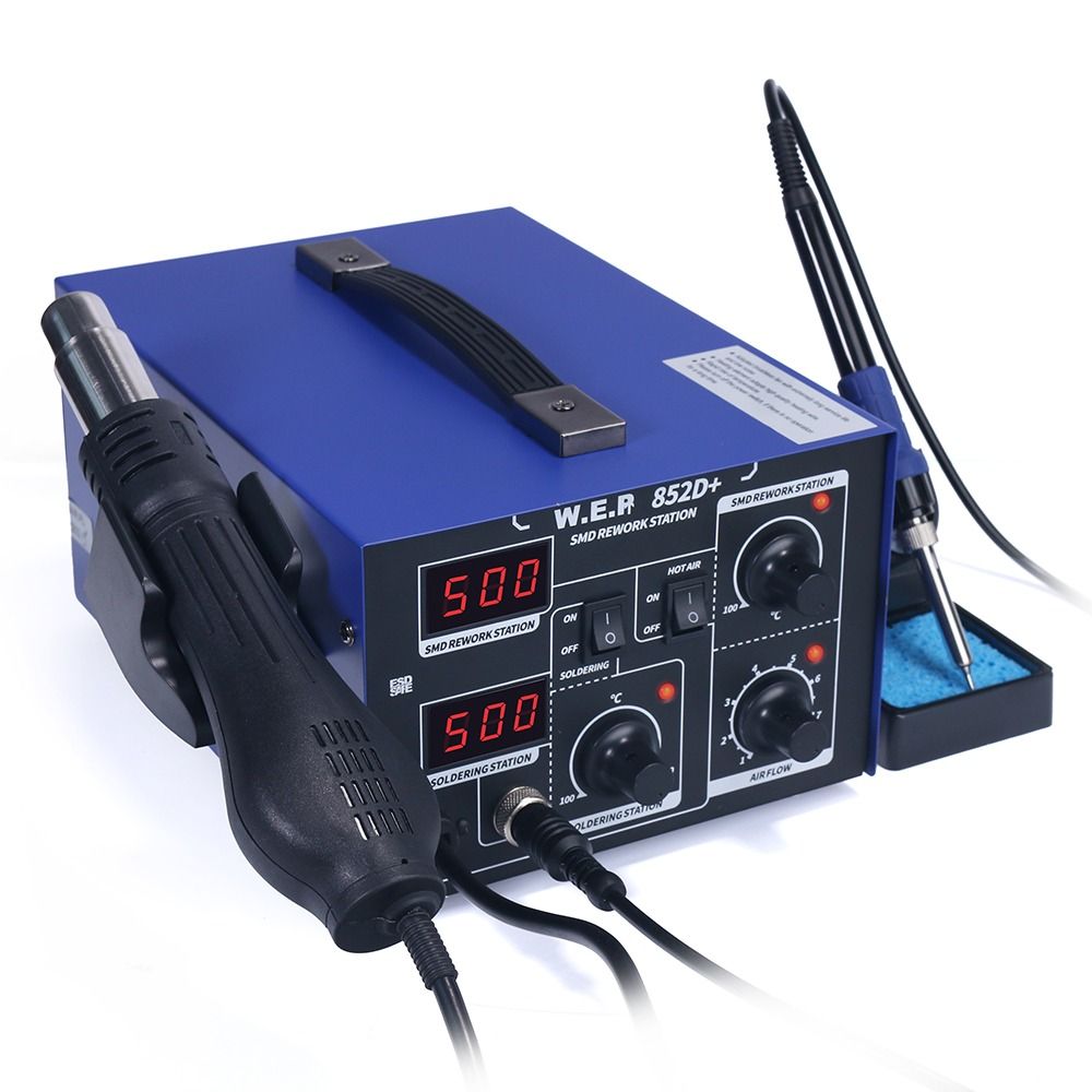 Stacja lutownicza 2w1 HOTAIR WEP 852D+ 740W wentylator + Odsysacz elektr.