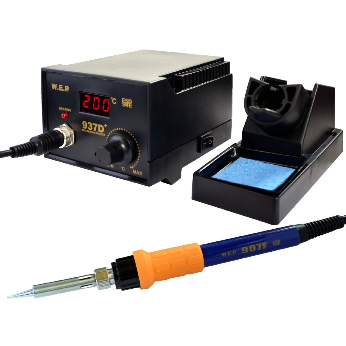 Stacja lutownicza grotowa WEP 937D+ 75W LED dodatki - STARTER PACK