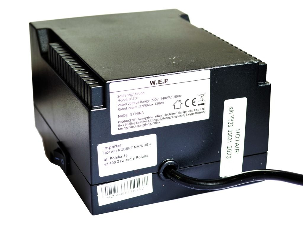 Stacja lutownicza grotowa WEP 937D+ 75W LED + Mata silikonowa, groty, odsysacz