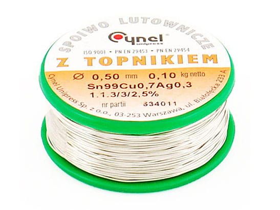 Cyna z topnikiem 0,38mm 100g S-Sn99Ag0,3Cu0,7 PB FREE