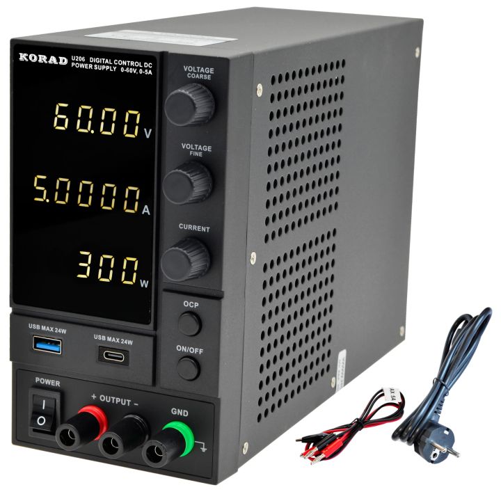 Zasilacz laboratoryjny KORAD U206 60V 5A USB 24W typ A typ C pomiar mocy