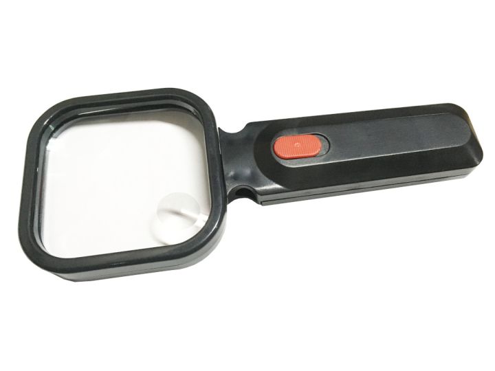 Lupa ręczna podświetl LED soczewka 80x80mm powiększające 3D